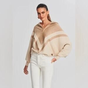 SER.O.YA Seroya Abi Oversized Sweater Light Dark Beige Size Small Preppy